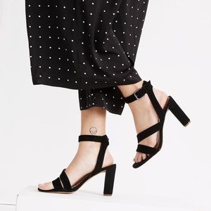 NIB Madewell The Liv Black Suede Sandal Heels